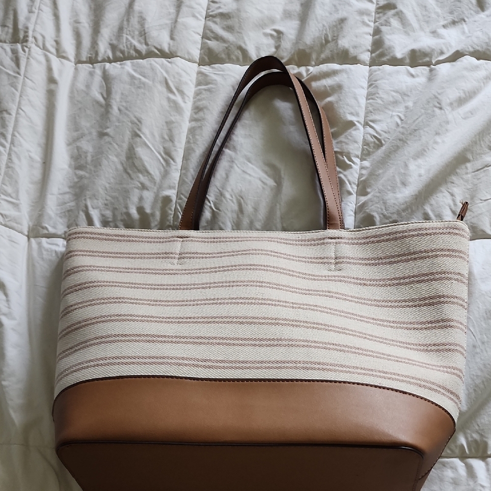 Elegant Brown and Cream Tote Bag. Cottom BLend
